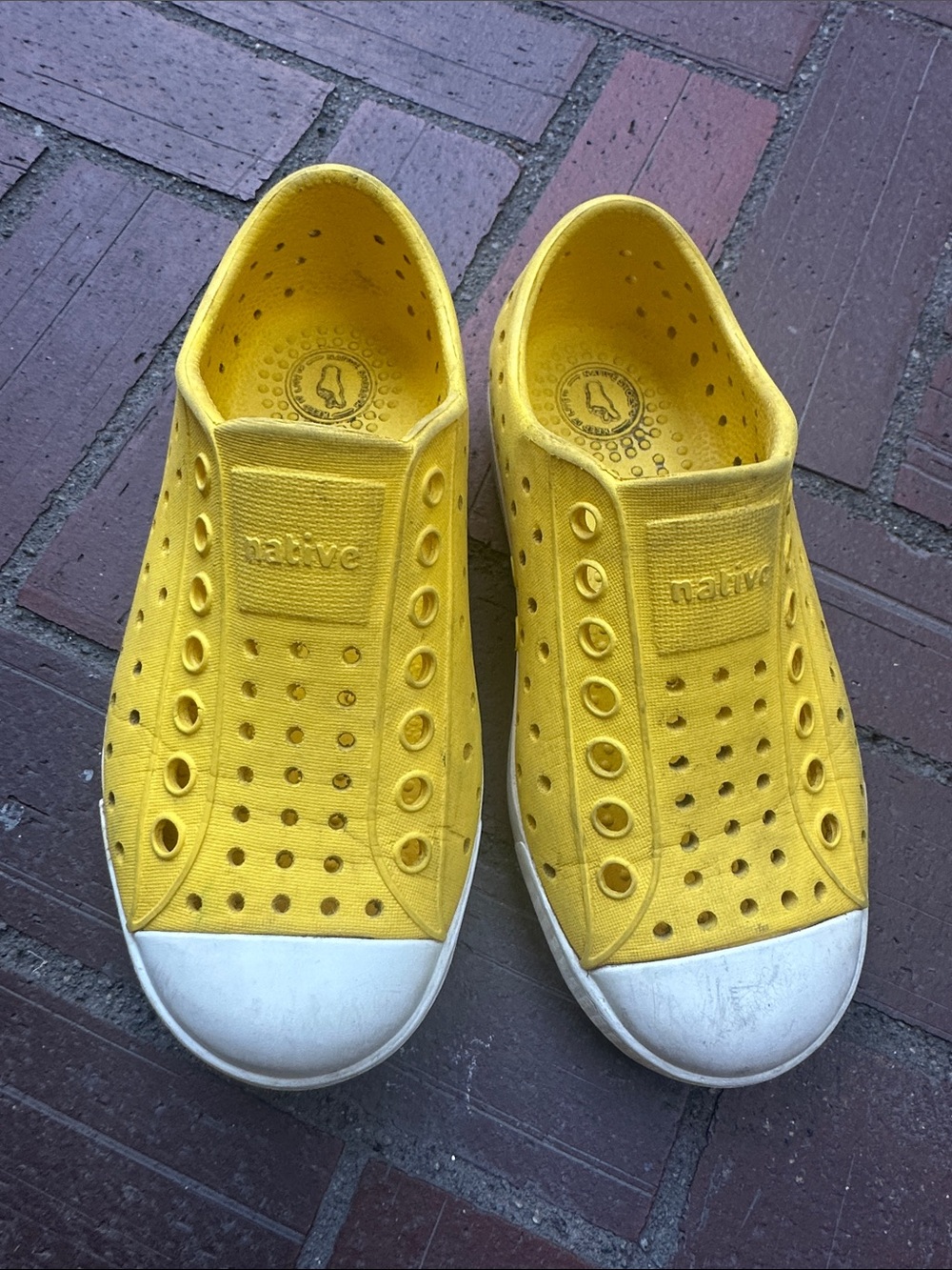 Native Kids Slip-On Water Shoes in Bright Yellow with White Toe